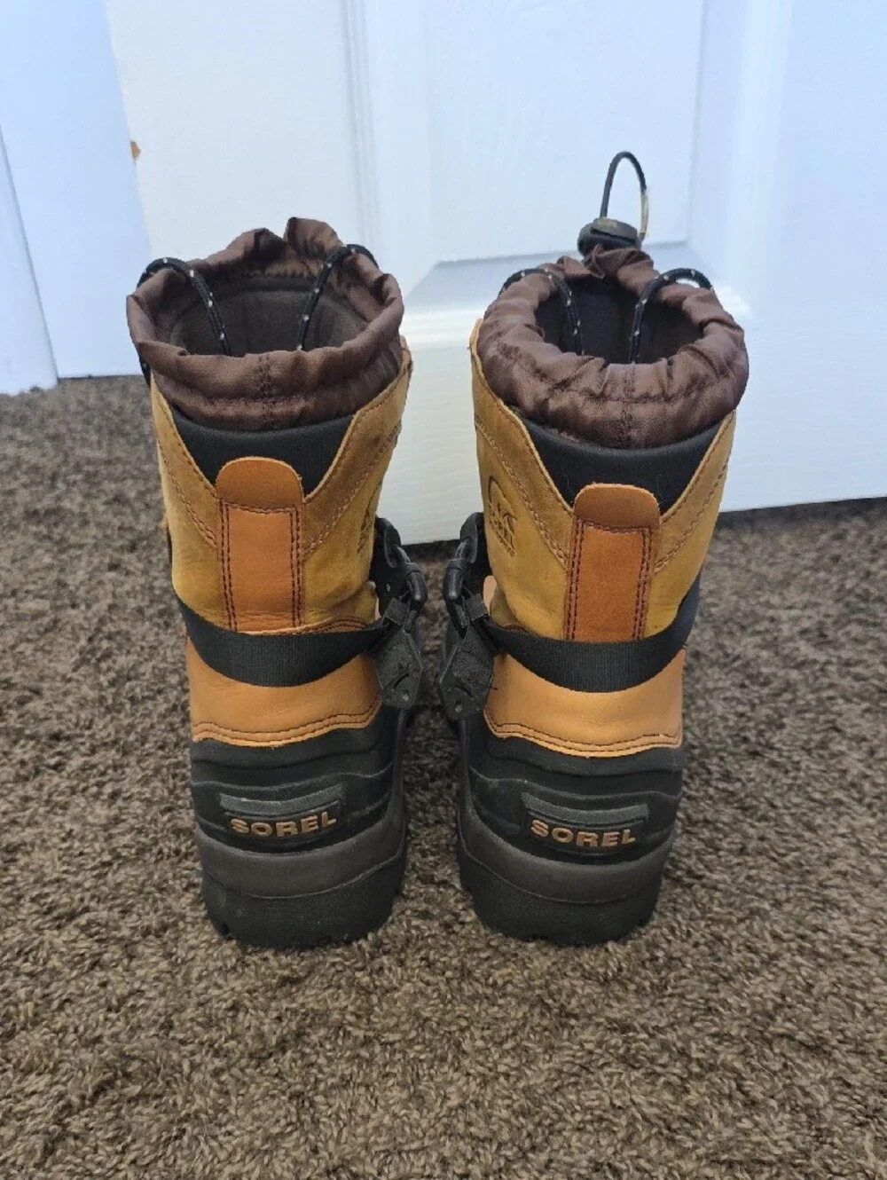 Sorel Tan and Black Insulated Lace-up Winter Boots